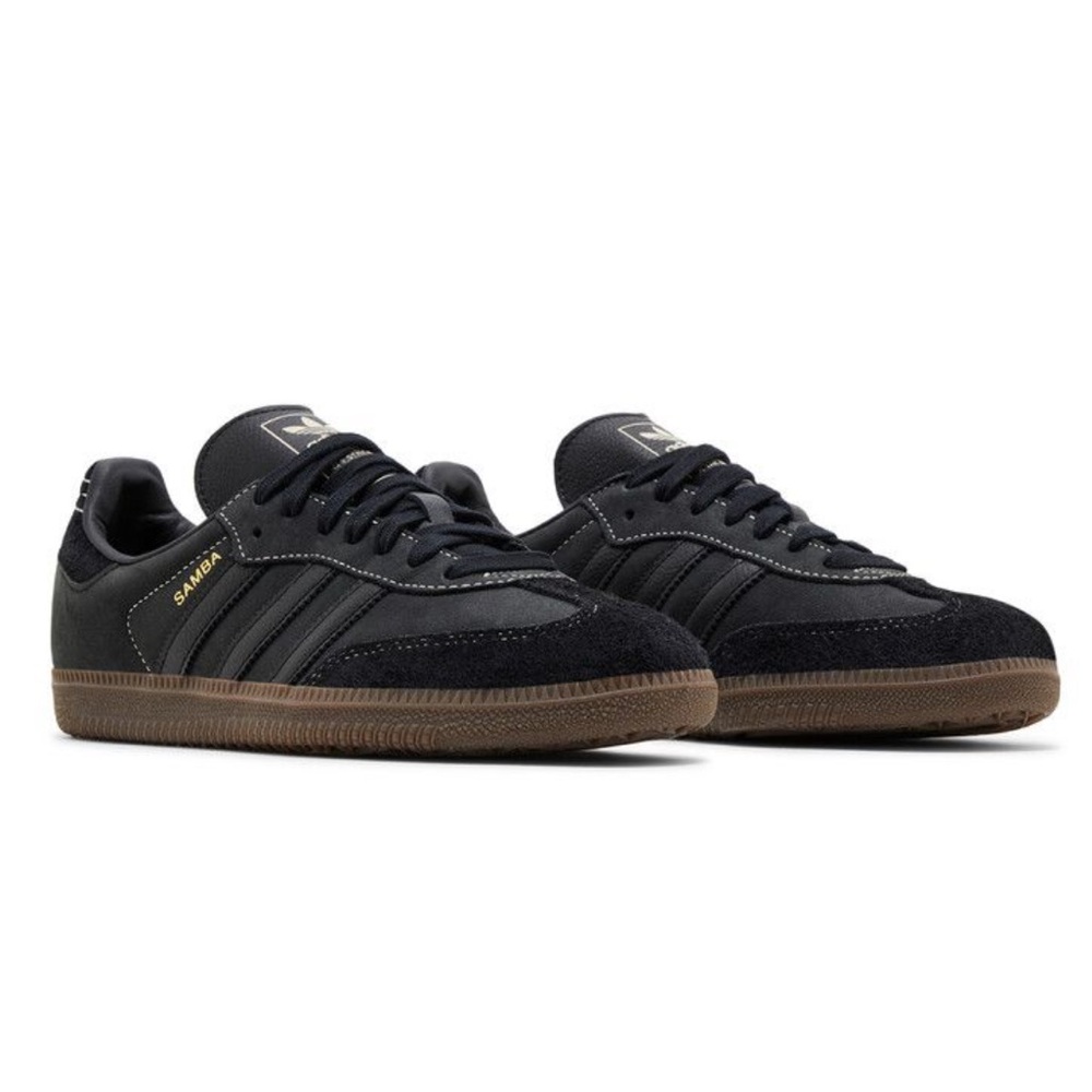 Women’s adidas Originals Samba OG Core Black Crystal Sand, size 8.5